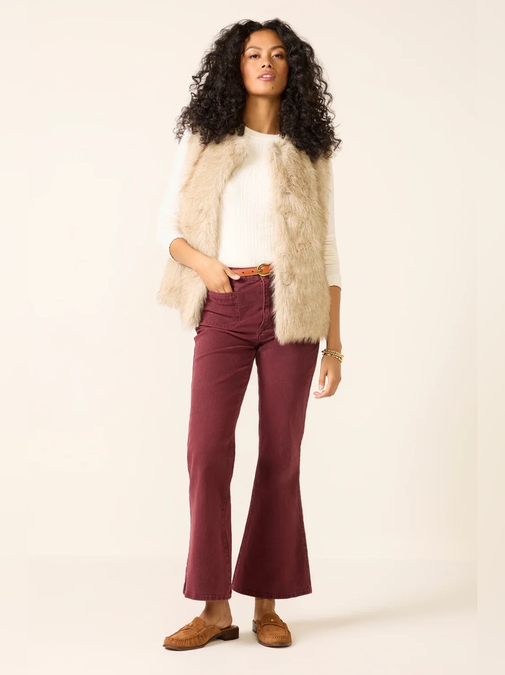 Paige Marlow Skimmer Bootcut Pant with Welt Pocket in Vintage Oxblood | 27